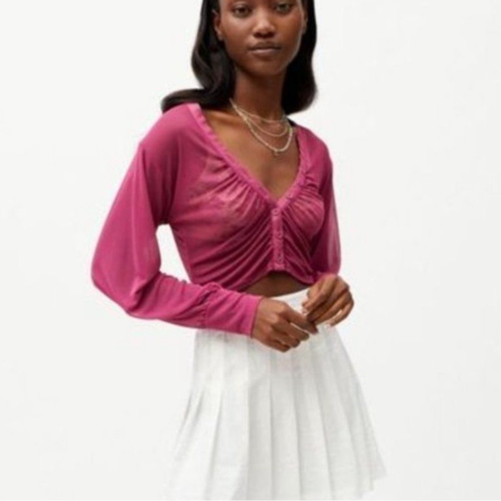 UO Sheer Meshed Ruched Blouse